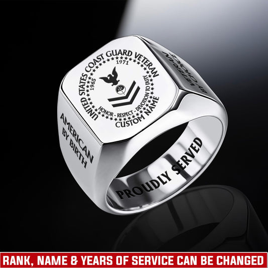US Coast Guard – Engraved Men's Ring – Veteran By Choice