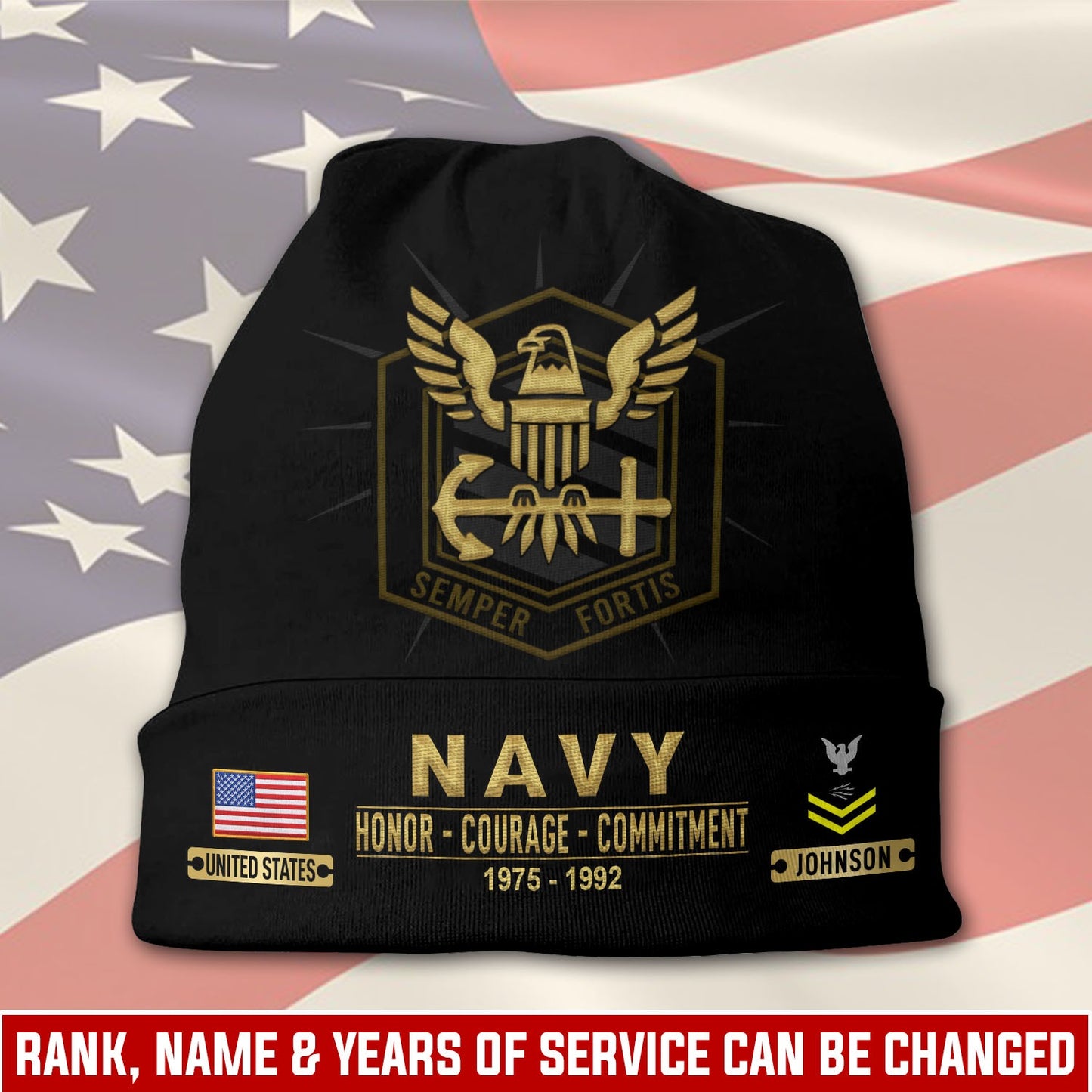 US Navy – Beanie Hat – Veteran Tribute Patch