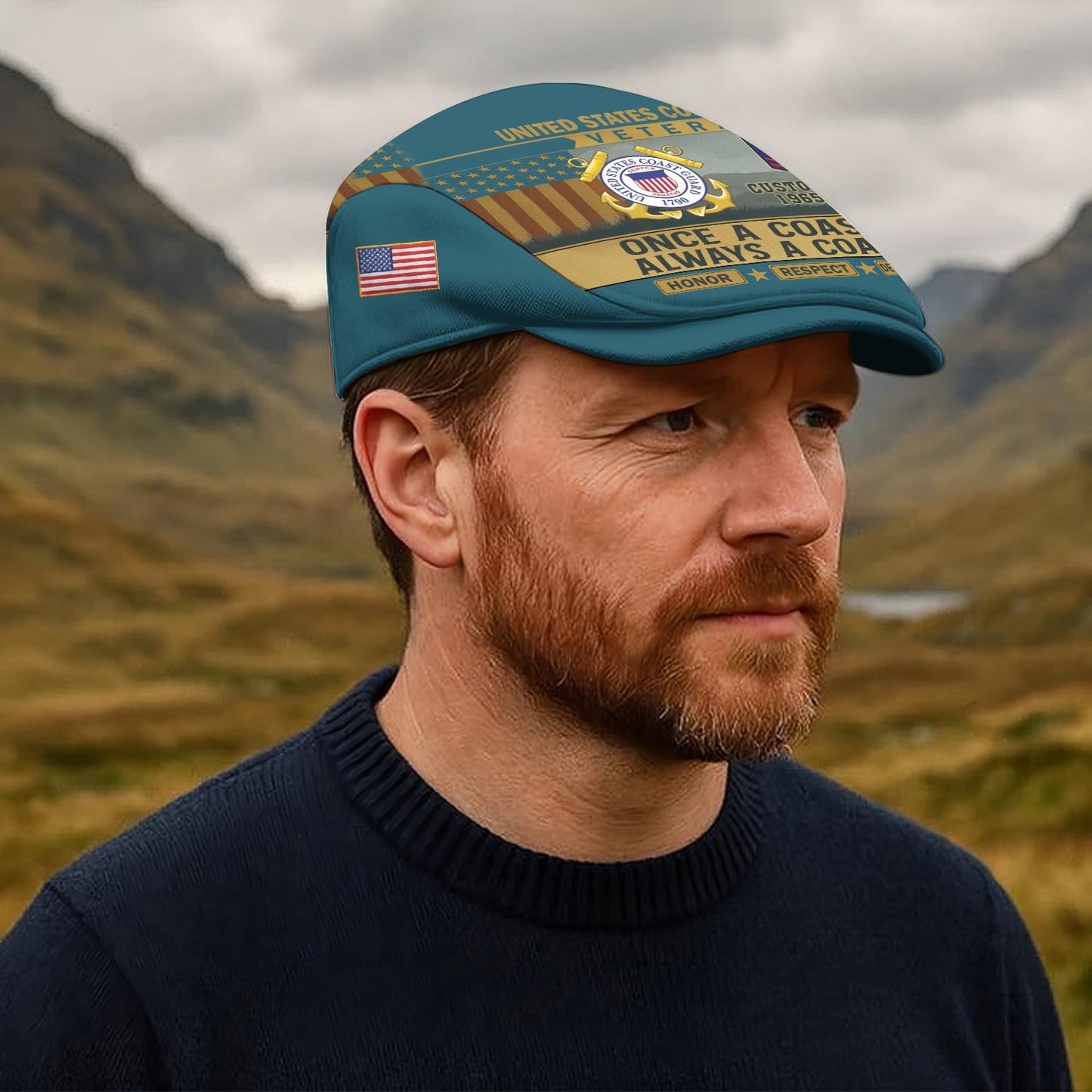 Custom U.S. Coast Guard Jeff Cap –  Old School Veteran Patch