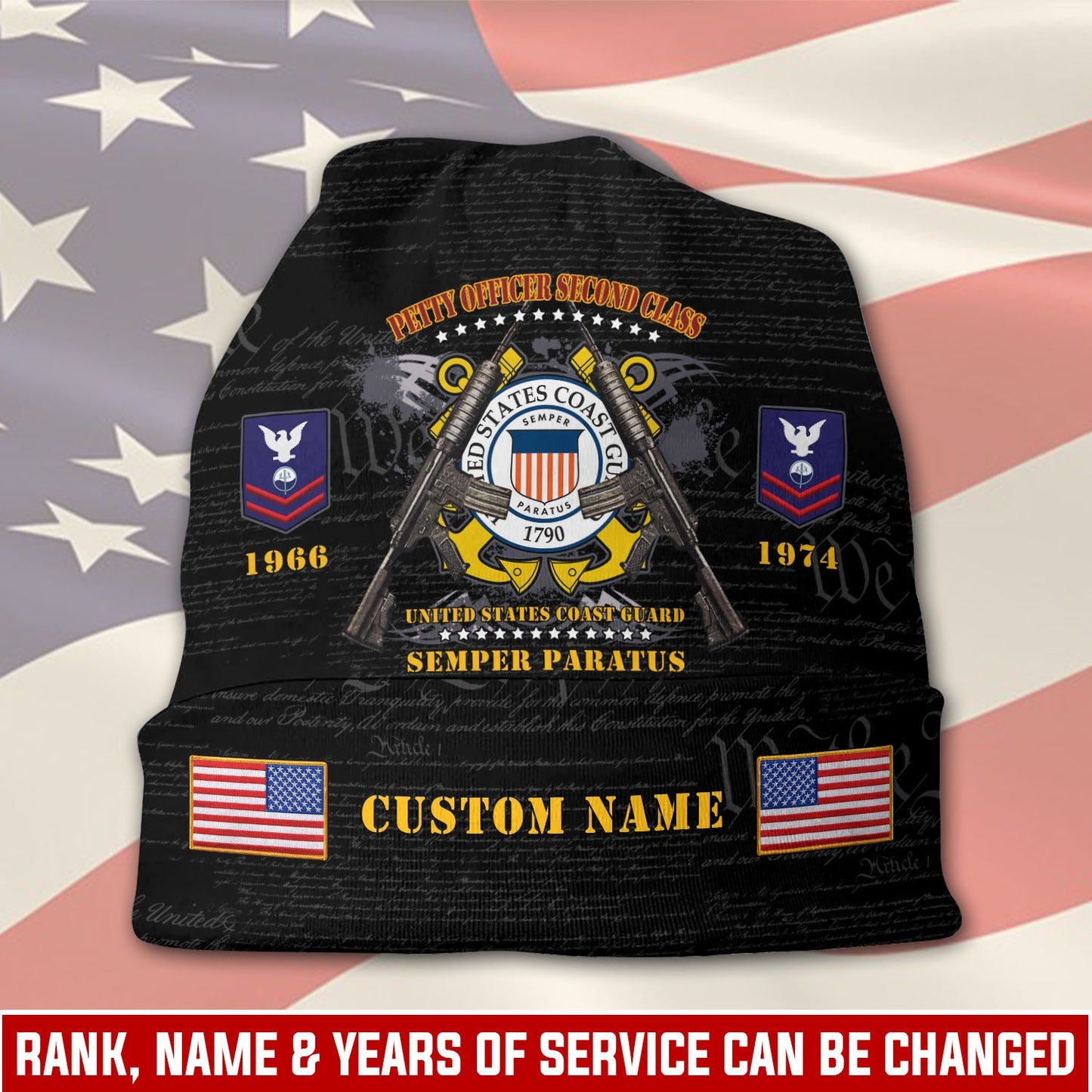 US Coast Guard – Beanie Hat –  Black Valor Emblem