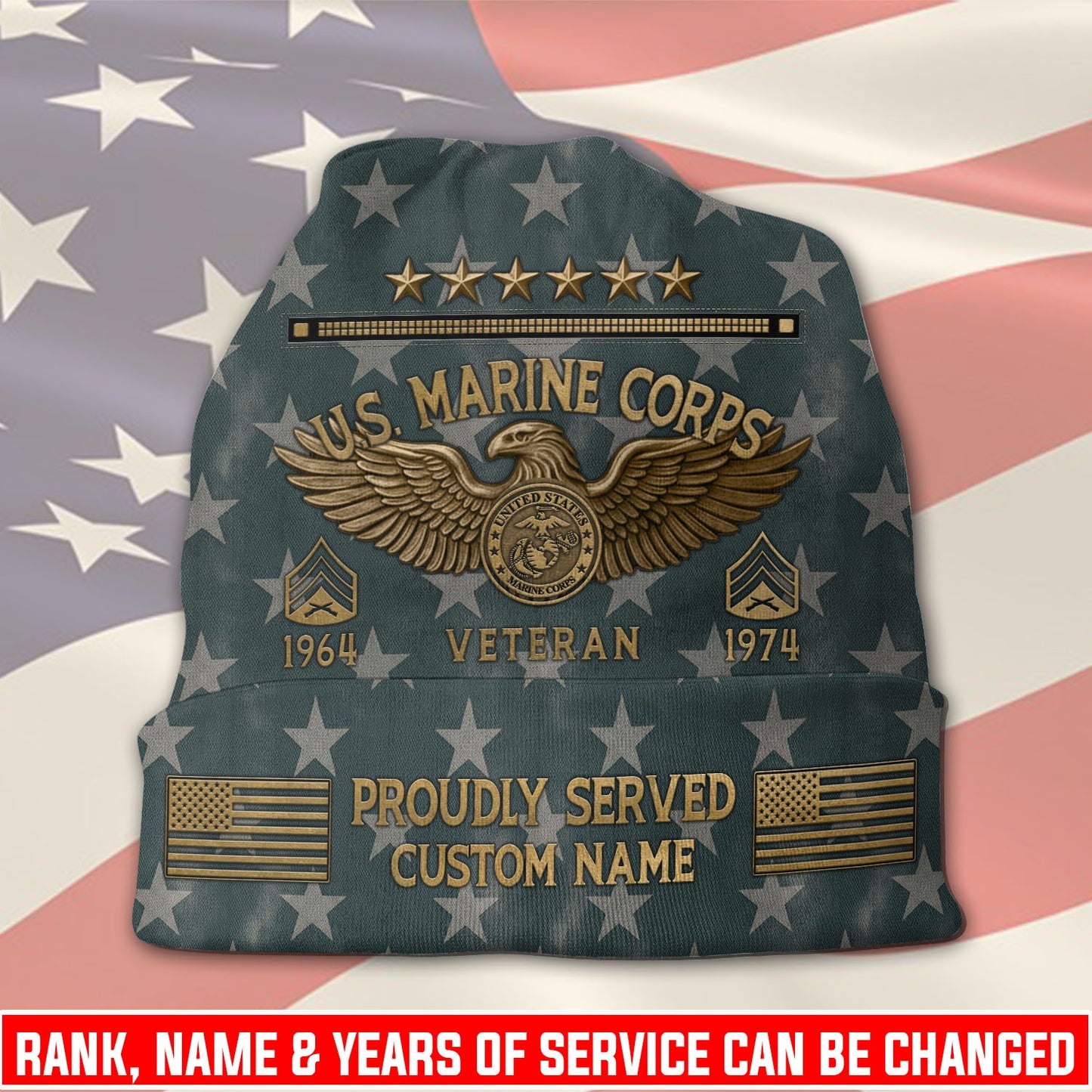 US Marine Corps – Beanie Hat – Stars & Valor Crest