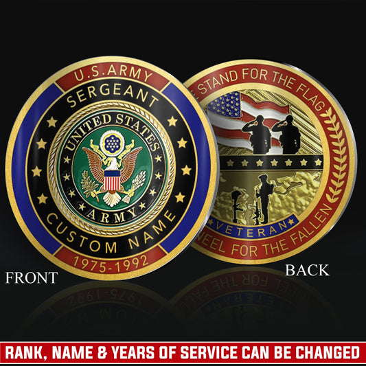 US Army – Military Printed Challenge Coin – We Stand For The Flag