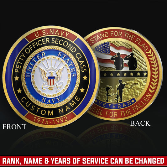 US Navy – Military Printed Challenge Coin – We Stand For The Flag