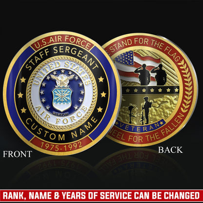 US Air Force – Military Printed Challenge Coin – We Stand For The Flag