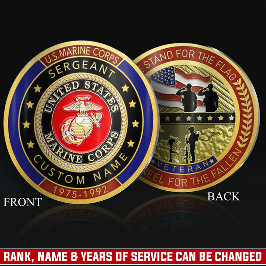 US Marine Corps – Military Printed Challenge Coin – We Stand For The Flag
