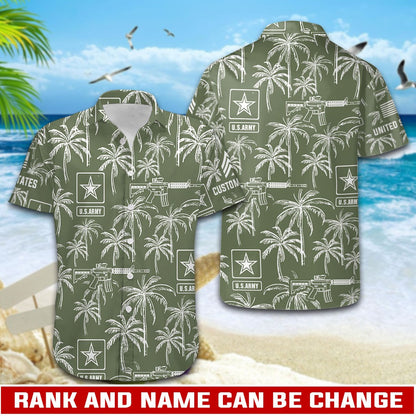US Army – Hawaiian Shirt – Tropical Line Art