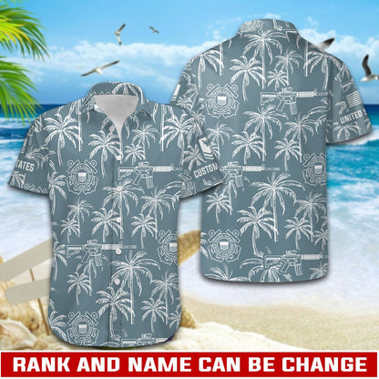 US Coast Guard – Hawaiian Shirt – Tropical Line Art