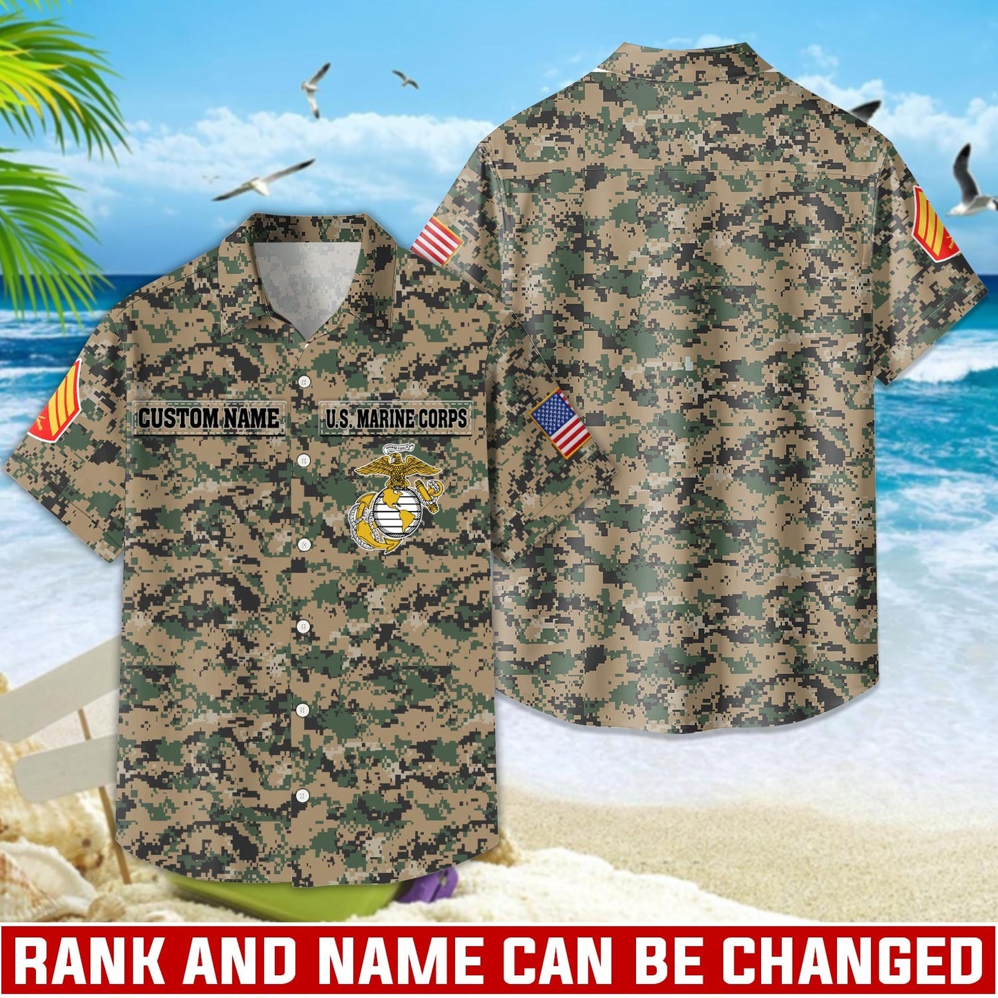 US Marine Corps – Hawaiian Shirt – Digital Camo Tactical