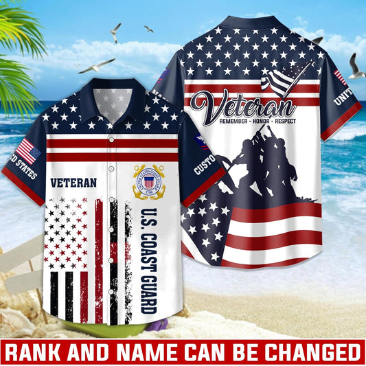 US Coast Guard – Hawaiian Shirt – Patriotic Stripe Graphic