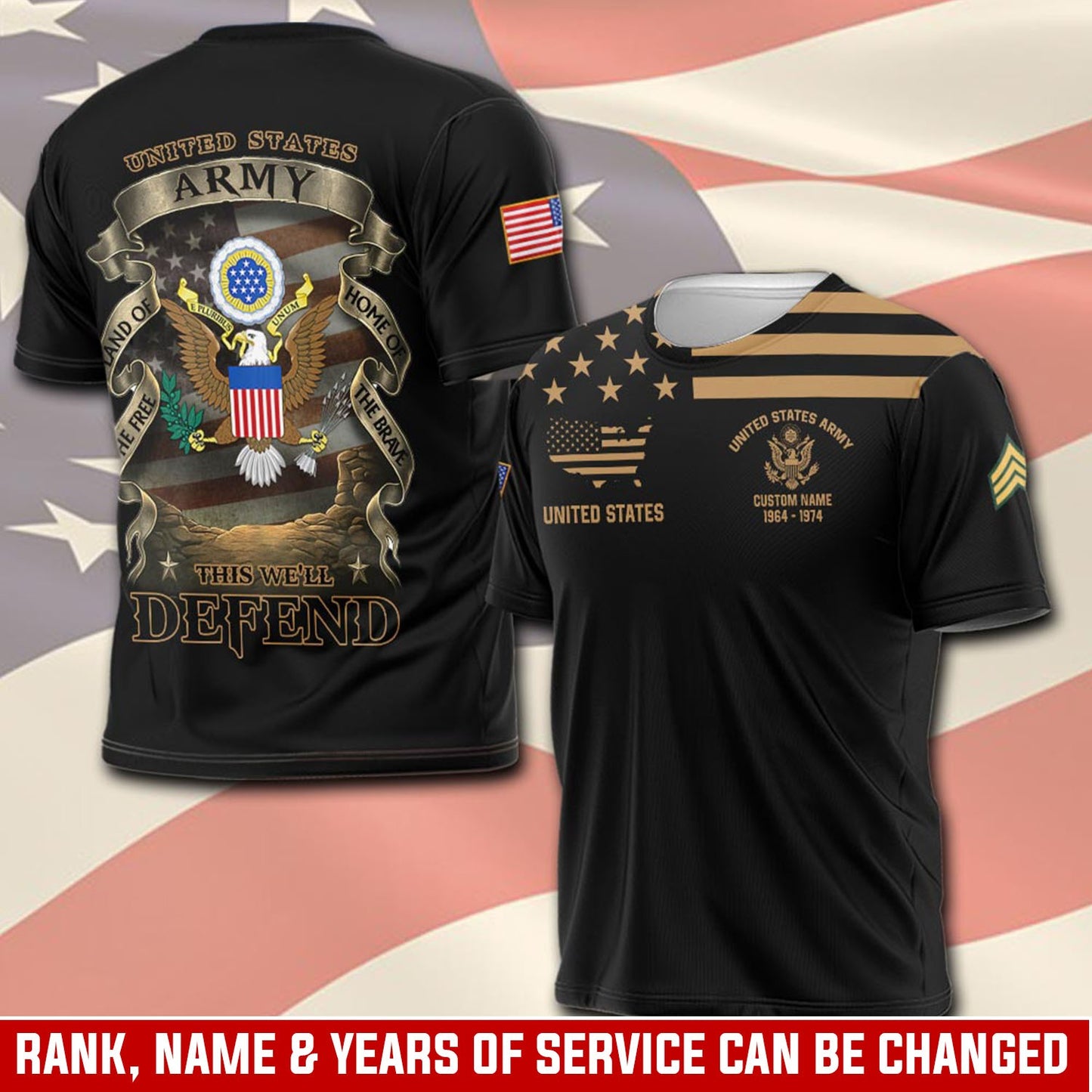 U.S Army – T-shirt –  Vintage Gold Statement