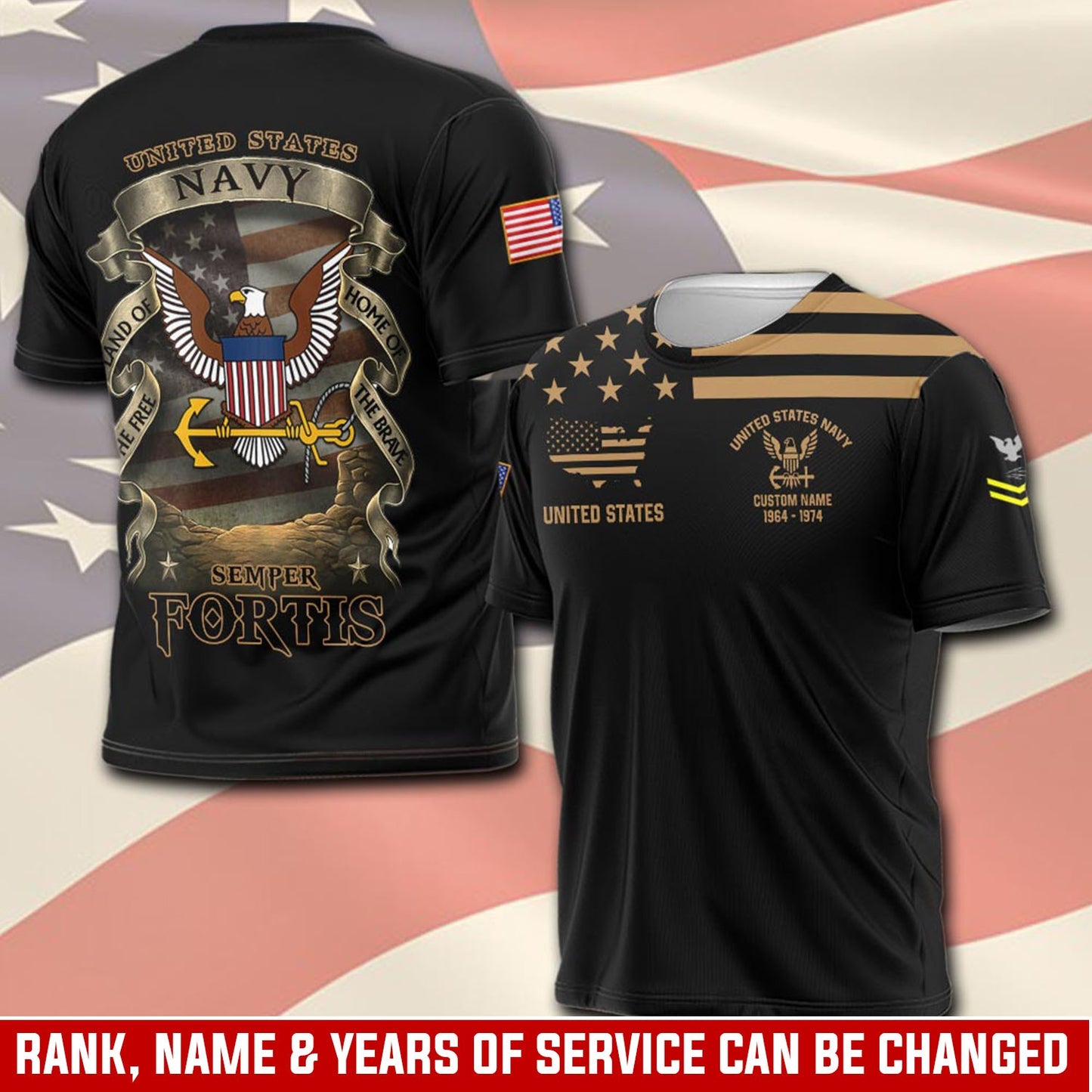 U.S Navy – T-shirt –  Vintage Gold Statement