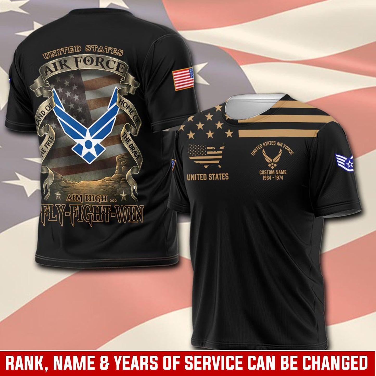 U.S Air Force – T-shirt – Vintage Gold Statement