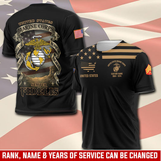 U.S Marine Corps – T-shirt – Vintage Gold Statement