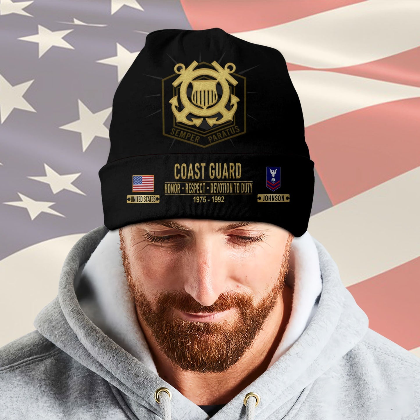 US Coast Guard – Beanie Hat – Veteran Tribute Patch