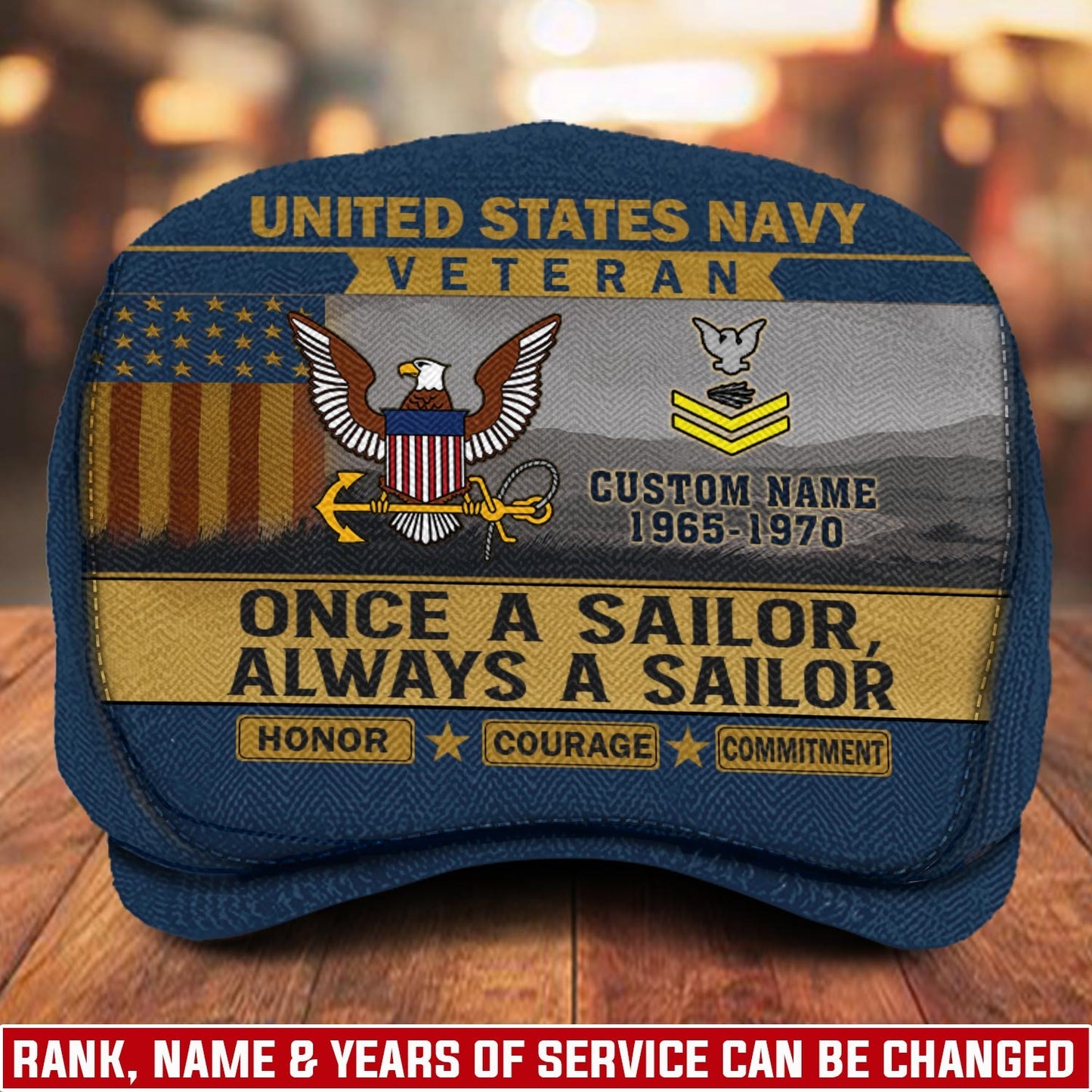 Custom U.S. Navy Jeff Cap –  Old School Veteran Patch