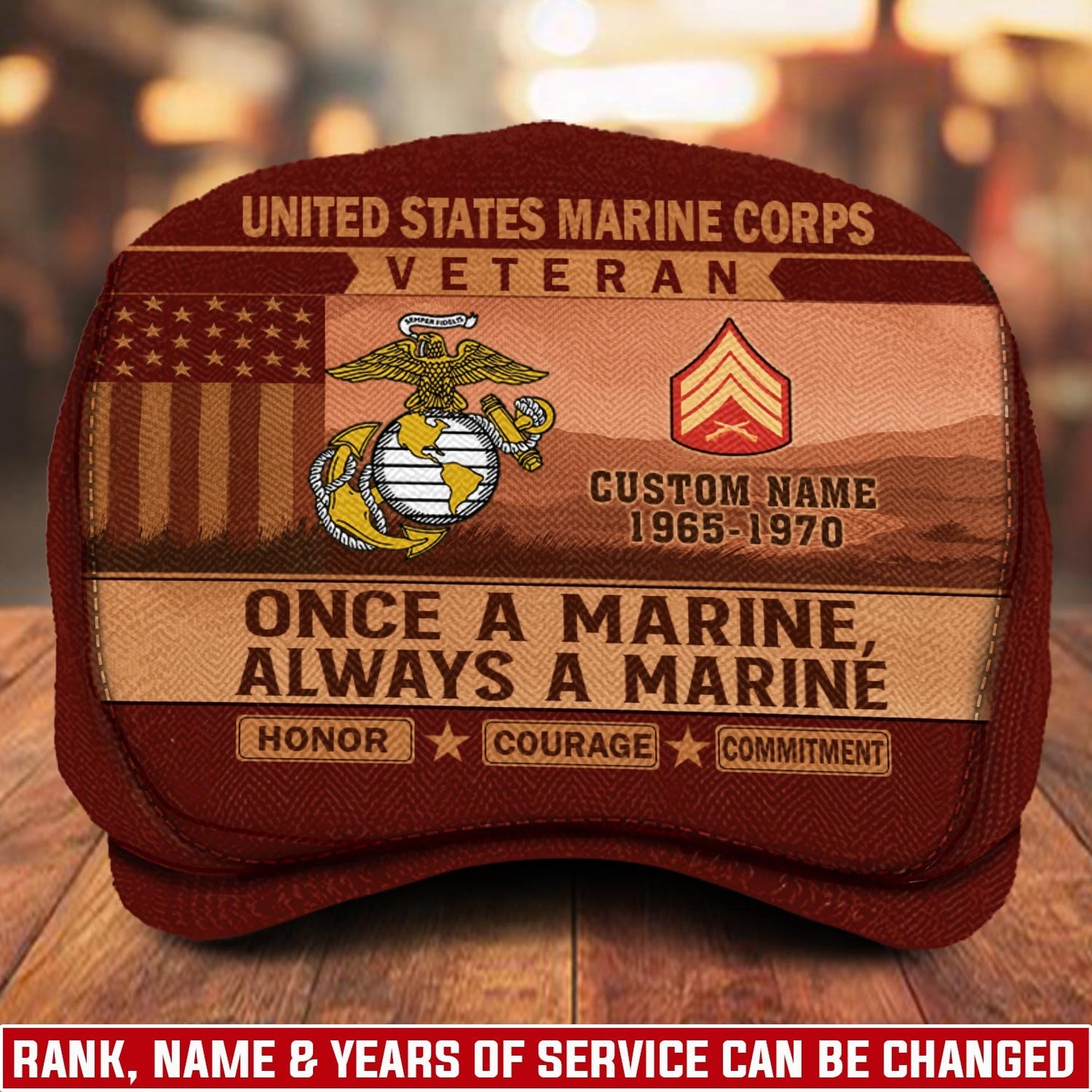 Custom U.S. Marine Corps Jeff Cap – Old School Veteran Patch