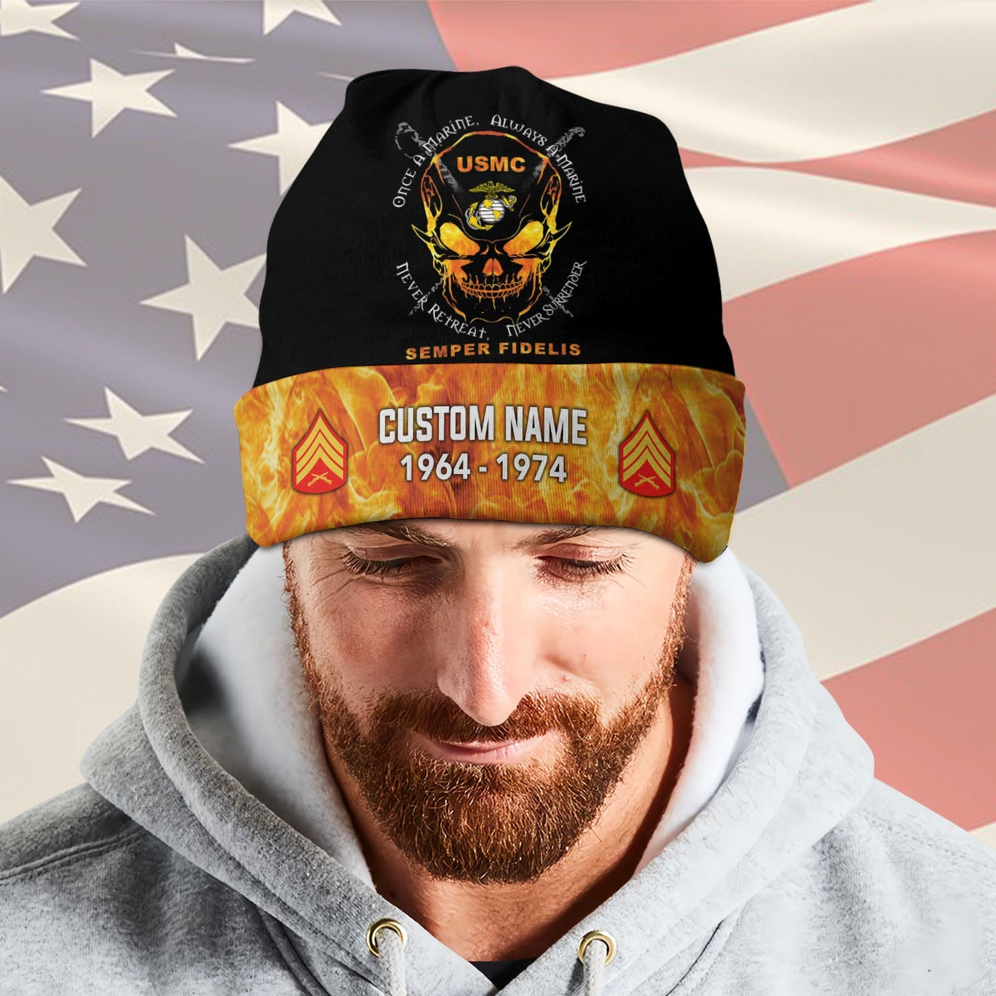 US Marine Corps – Beanie Hat – Flame Warrior Emblem