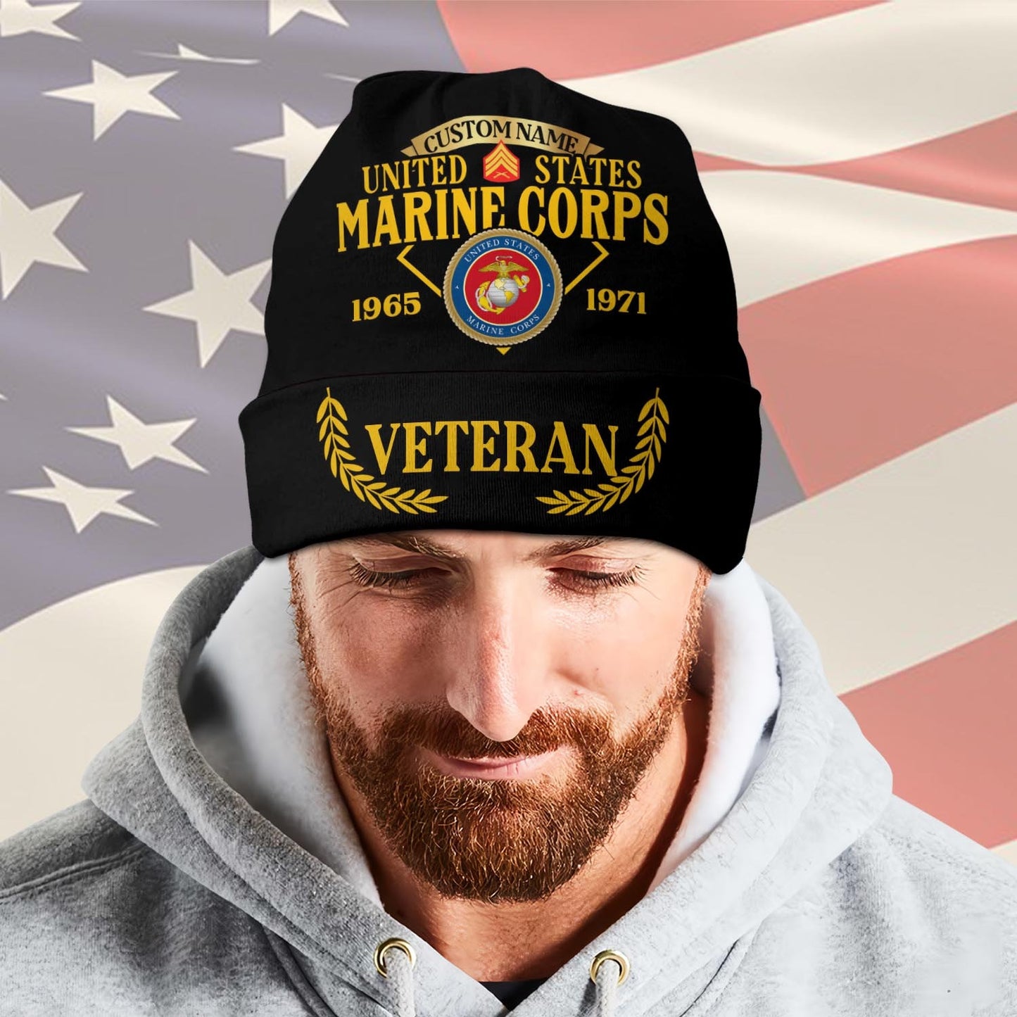 US Marine Corps – Beanie Hat – Proud Service Veteran