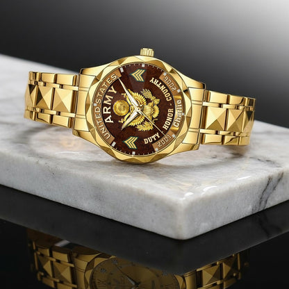 US Army – Diamond-Cut Bezel Watch – Duty Honor Country