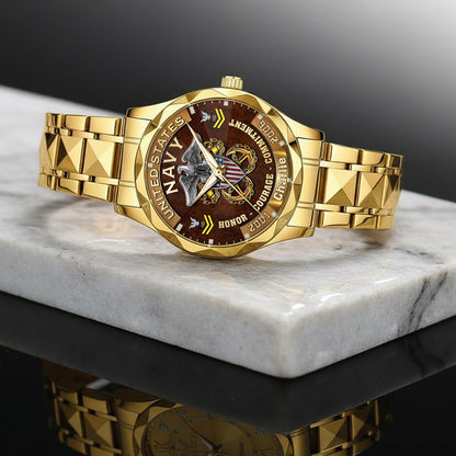 US Navy – Diamond-Cut Bezel Watch – Duty Honor Country