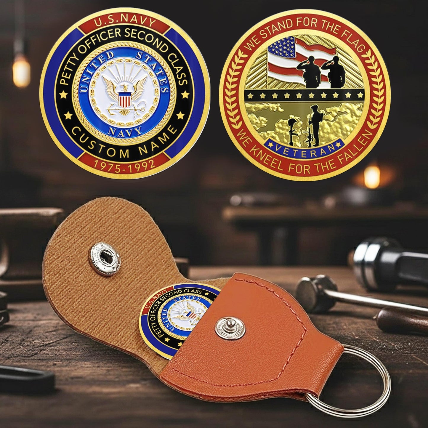 US Navy – Military Printed Challenge Coin – We Stand For The Flag