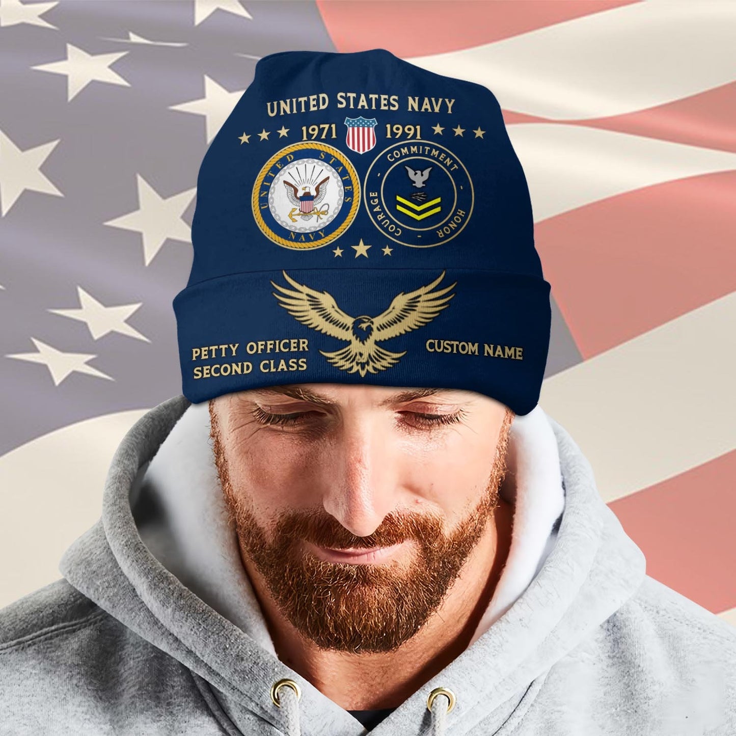US Navy – Beanie Hat – Dual Honor Veteran