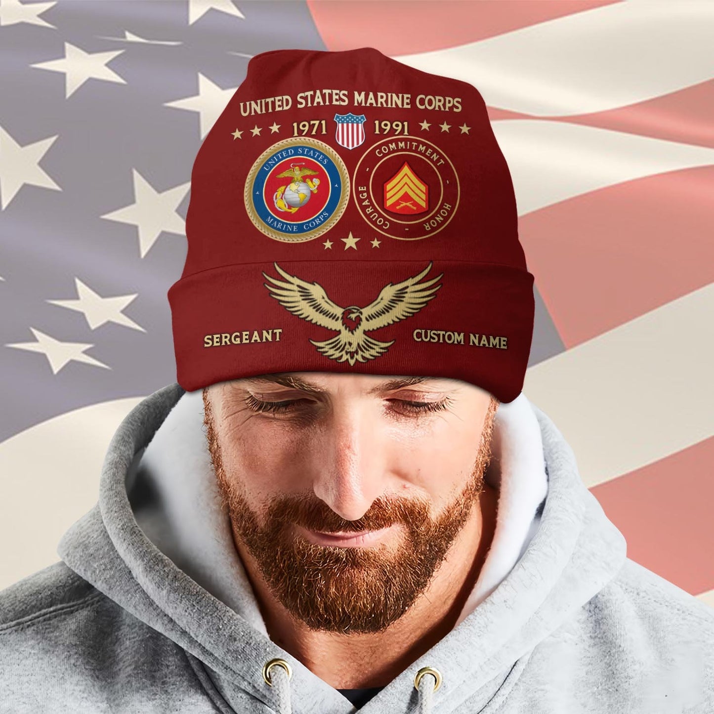 US Marine Corps – Beanie Hat – Dual Honor Veteran