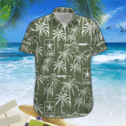 US Army – Hawaiian Shirt – Tropical Line Art