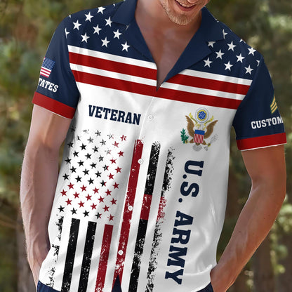 US Army – Hawaiian Shirt – Patriotic Stripe Graphic