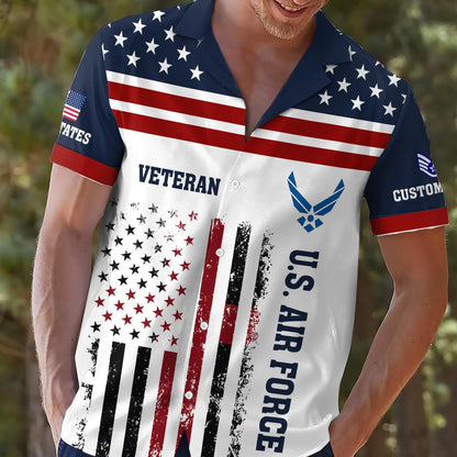 US Air Force – Hawaiian Shirt – Patriotic Stripe Graphic