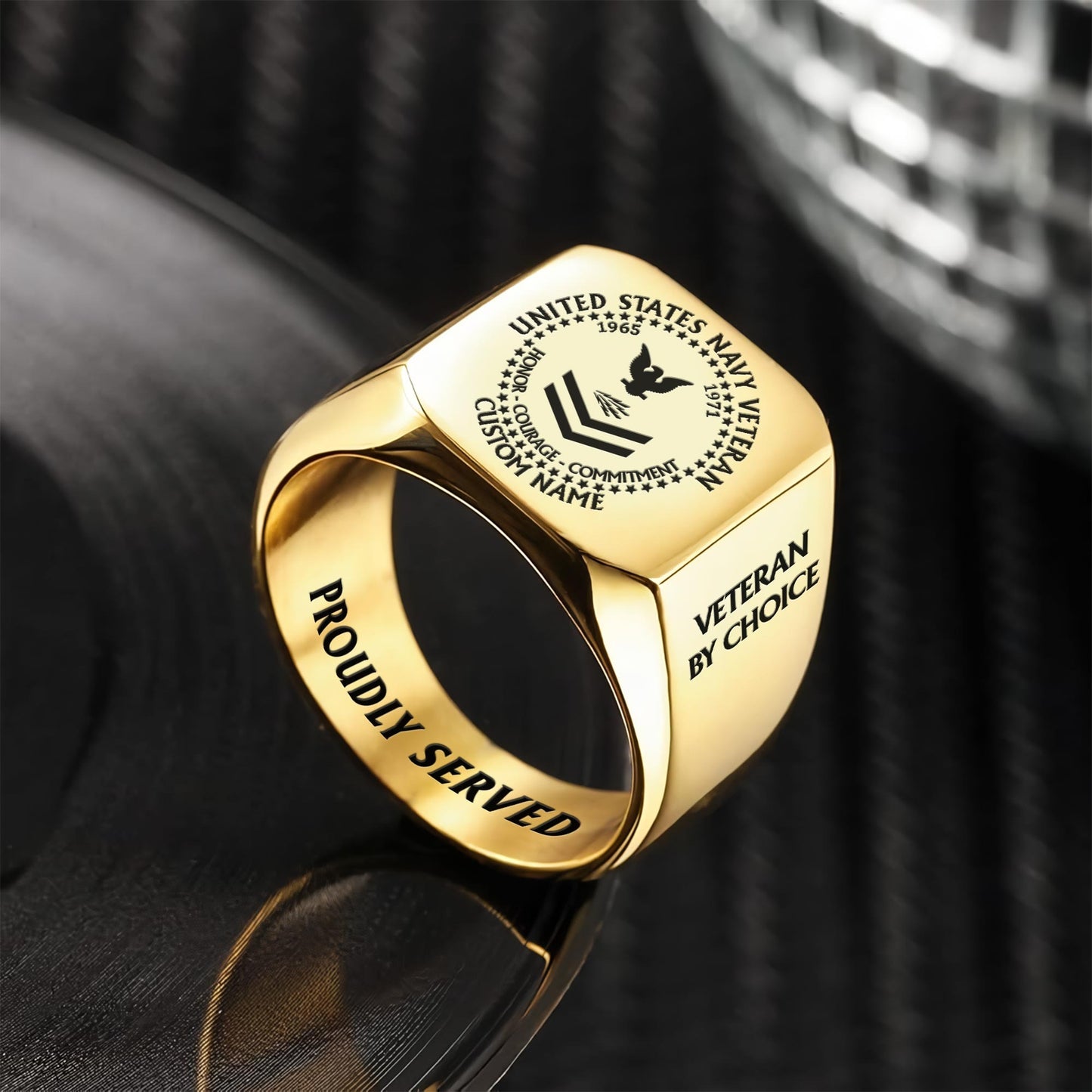 US Navy – Engraved Men's Ring – Veteran By Choice