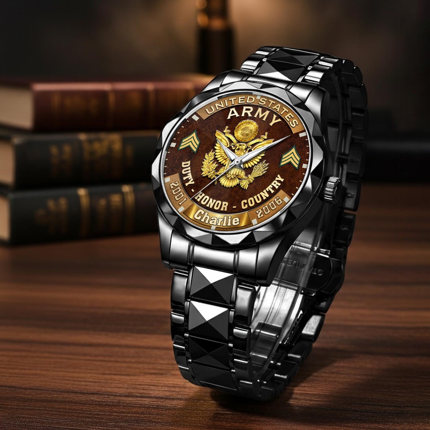 US Army – Diamond-Cut Bezel Watch – Duty Honor Country