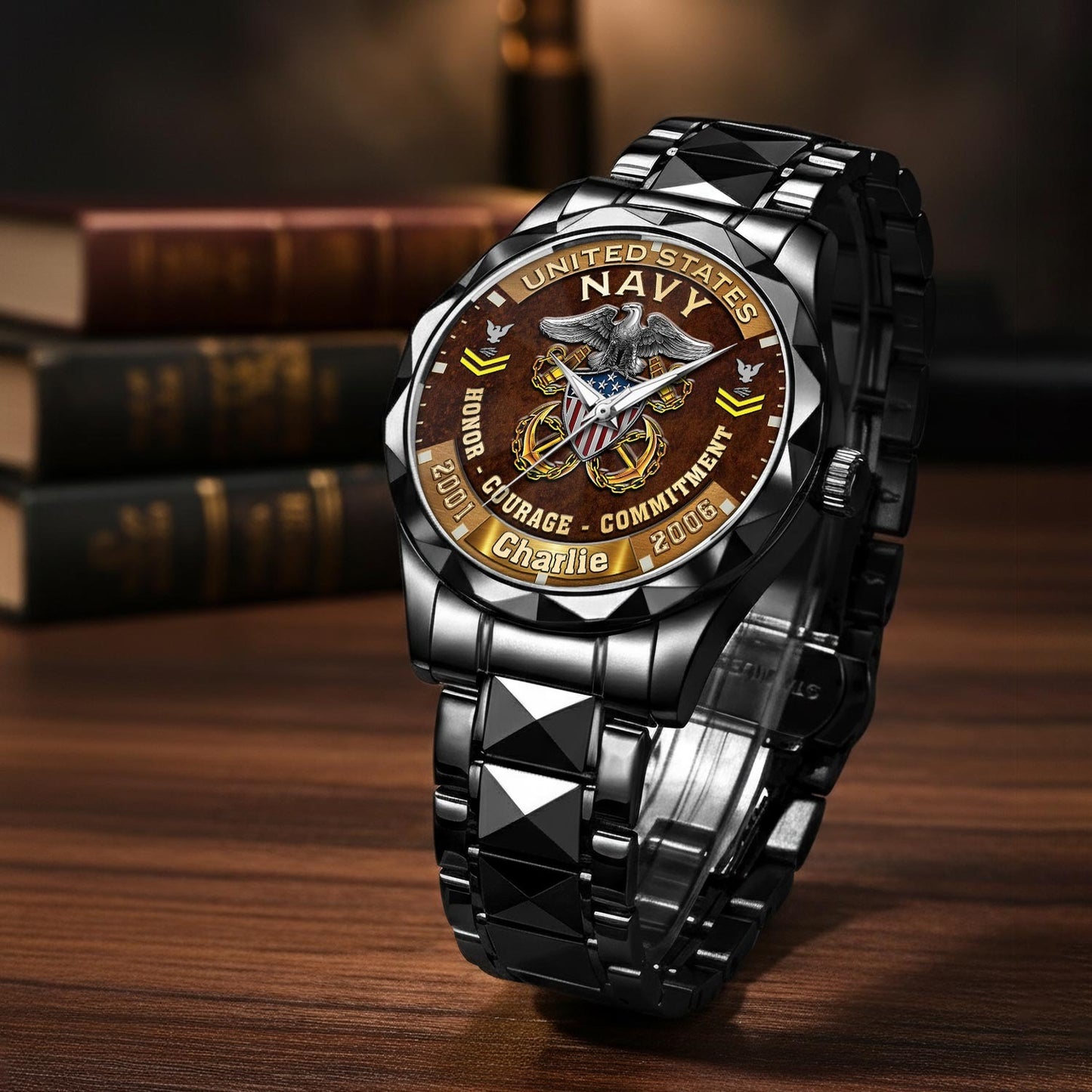 US Navy – Diamond-Cut Bezel Watch – Duty Honor Country