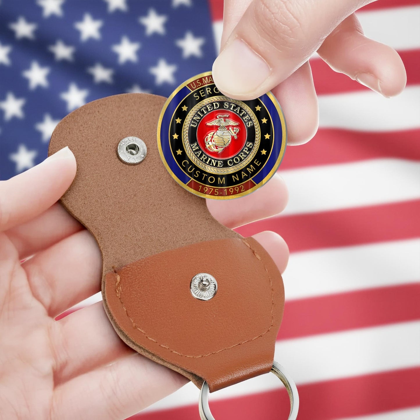 US Marine Corps – Military Printed Challenge Coin – We Stand For The Flag