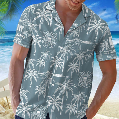 US Coast Guard – Hawaiian Shirt – Tropical Line Art