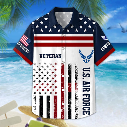 US Air Force – Hawaiian Shirt – Patriotic Stripe Graphic