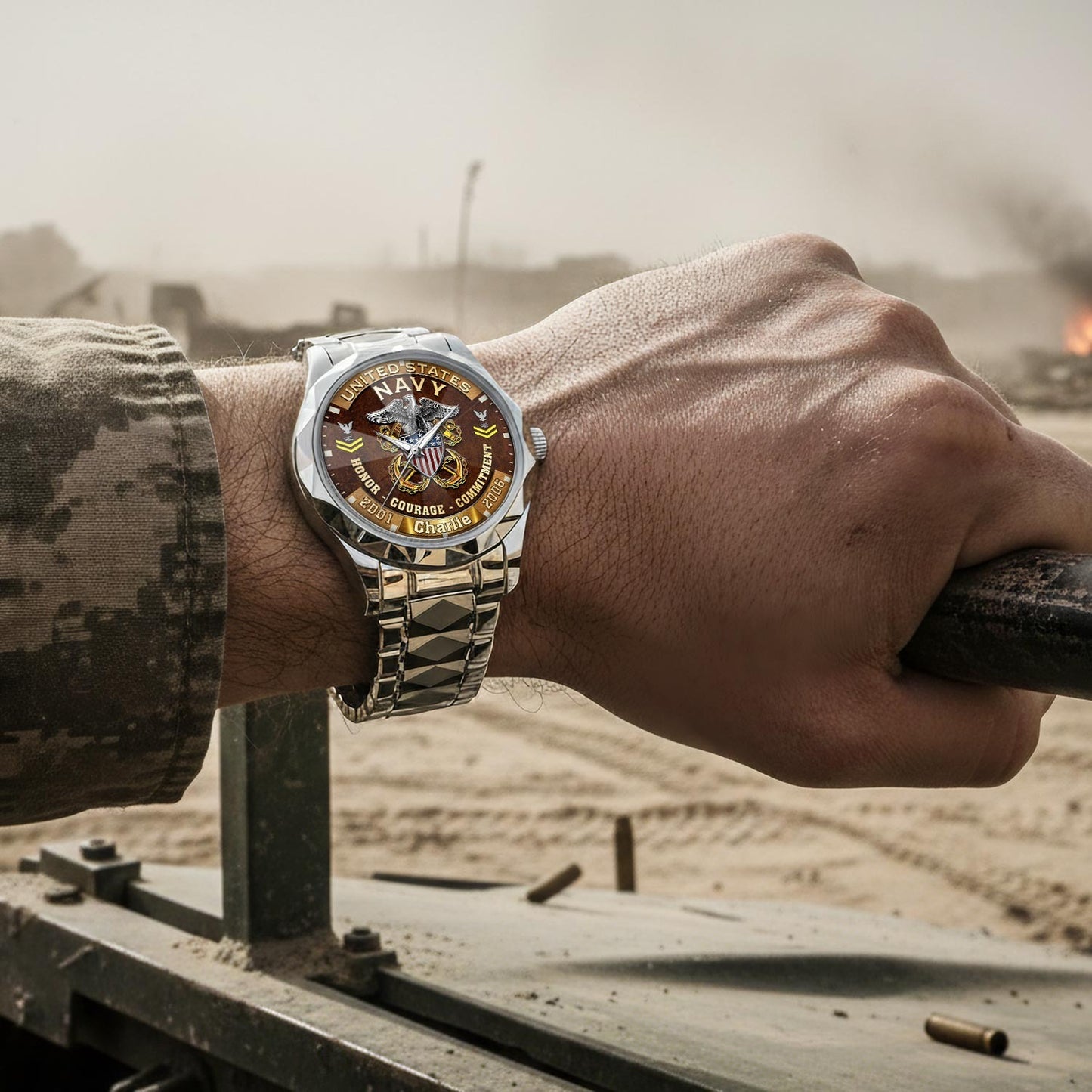 US Navy – Diamond-Cut Bezel Watch – Duty Honor Country