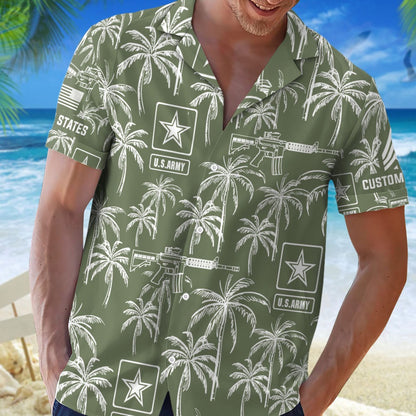 US Army – Hawaiian Shirt – Tropical Line Art