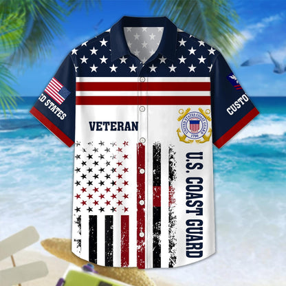 US Coast Guard – Hawaiian Shirt – Patriotic Stripe Graphic