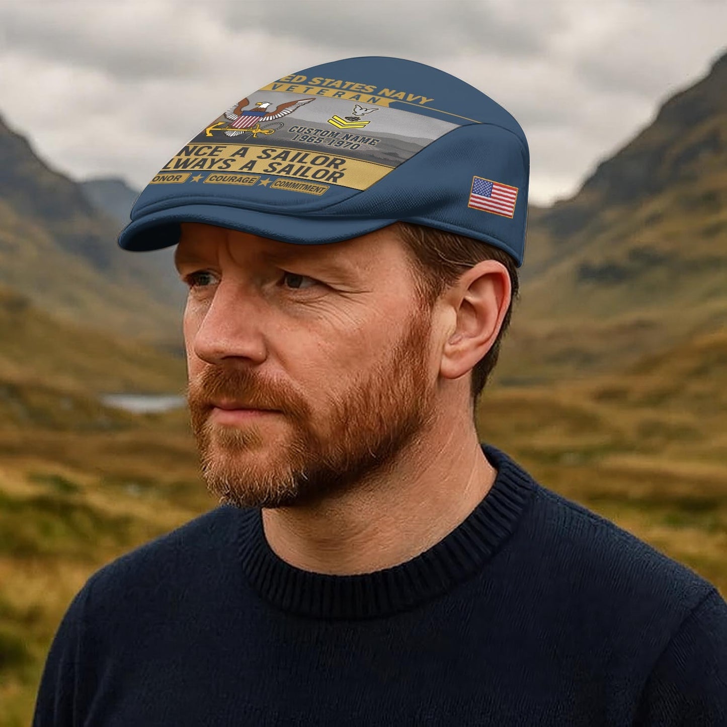 Custom U.S. Navy Jeff Cap –  Old School Veteran Patch