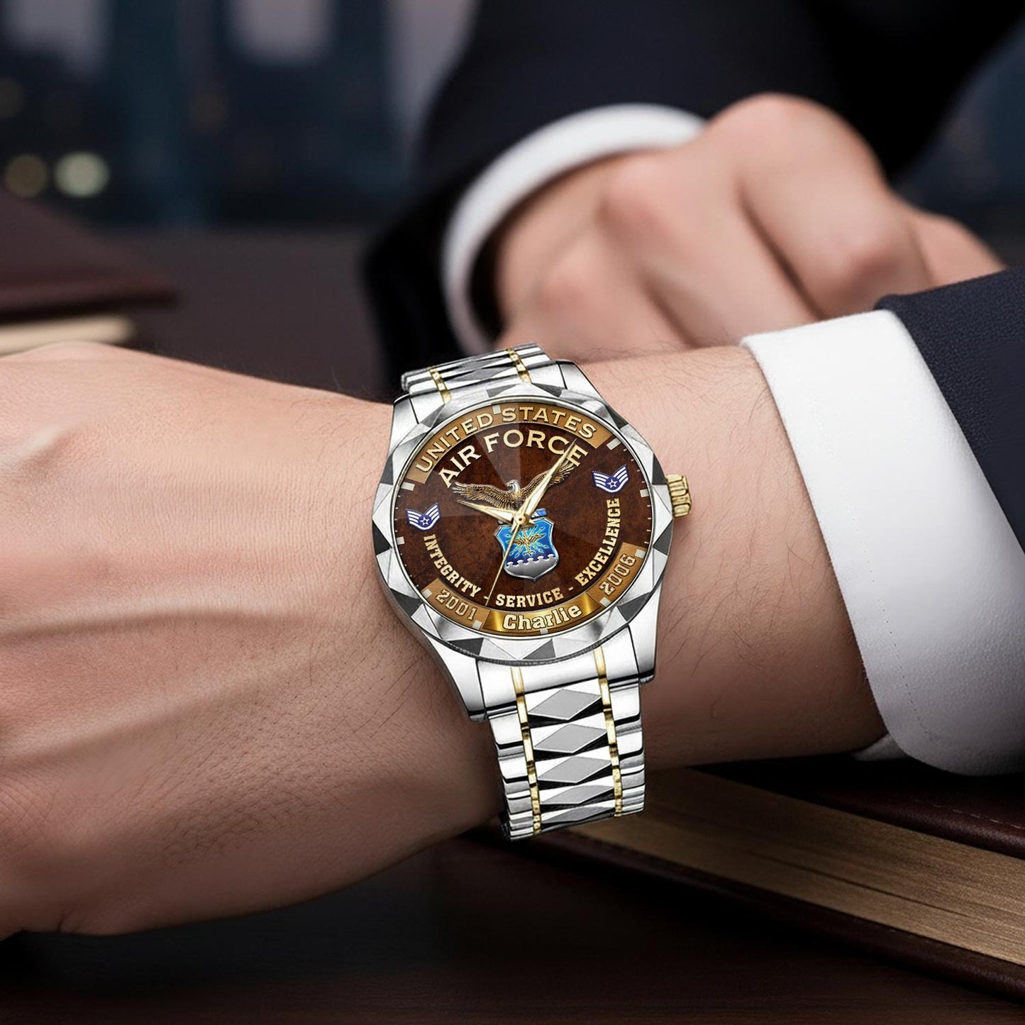 US Air Force – Diamond-Cut Bezel Watch – Duty Honor Country