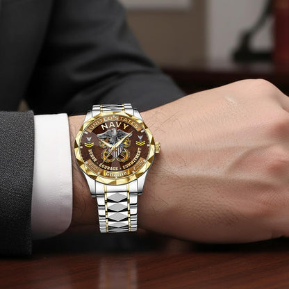 US Navy – Diamond-Cut Bezel Watch – Duty Honor Country