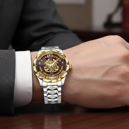 US Coast Guard – Diamond-Cut Bezel Watch – Duty Honor Country