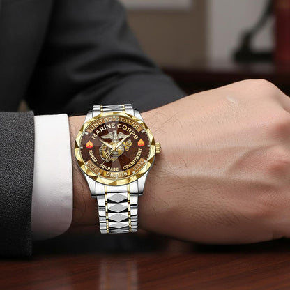 US Marine Corps – Diamond-Cut Bezel Watch – Duty Honor Country