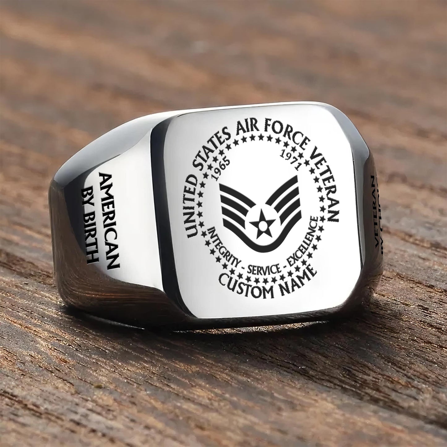 US Air Force – Engraved Men's Ring – Veteran By Choice