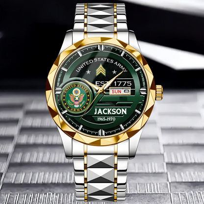 US Army – Diamond-Cut Bezel Watch – Customized U.S. Military Badge Watches