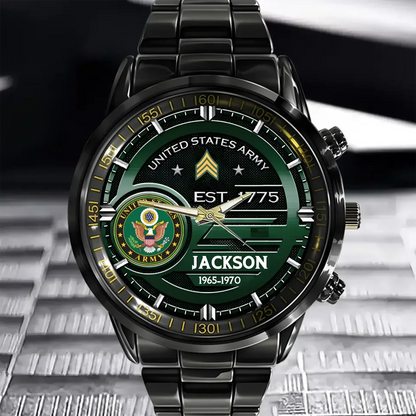 US Army – Diamond-Cut Bezel Watch – Customized U.S. Military Badge Watches