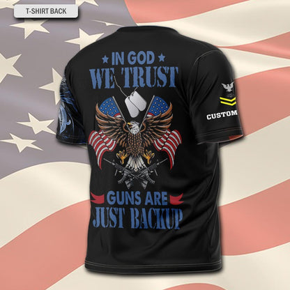 U.S Navy – T-shirt – IN GOD WE TRUST-GUNS ARE JUST BACKUP
