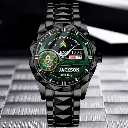 US Army – Diamond-Cut Bezel Watch – Customized U.S. Military Badge Watches