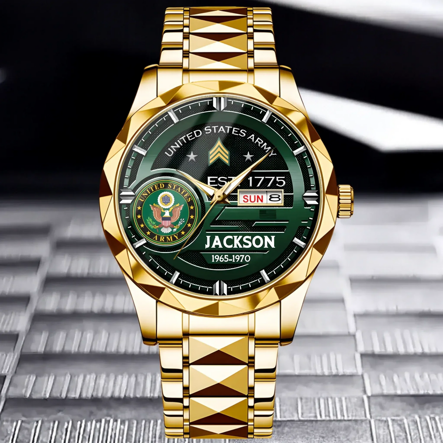 US Army – Diamond-Cut Bezel Watch – Customized U.S. Military Badge Watches
